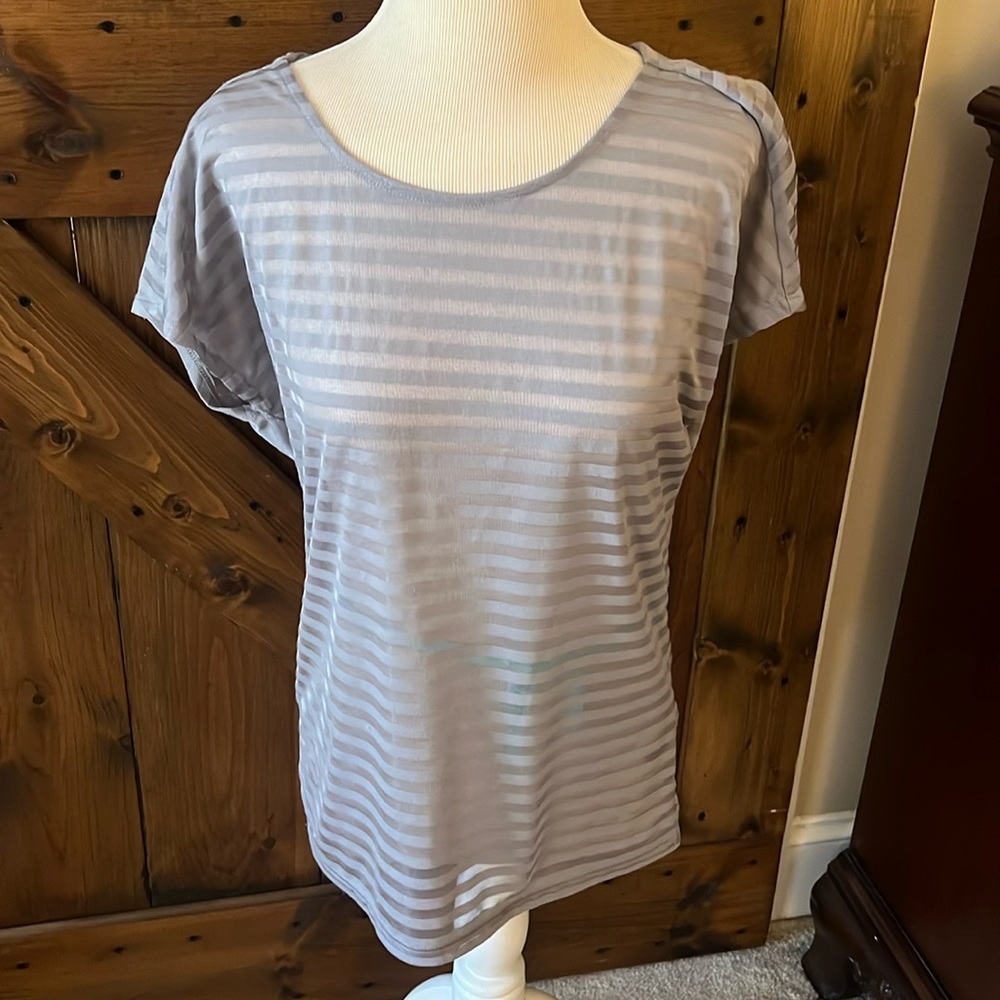 The Limited Sheer Short Sleeve Gray Top